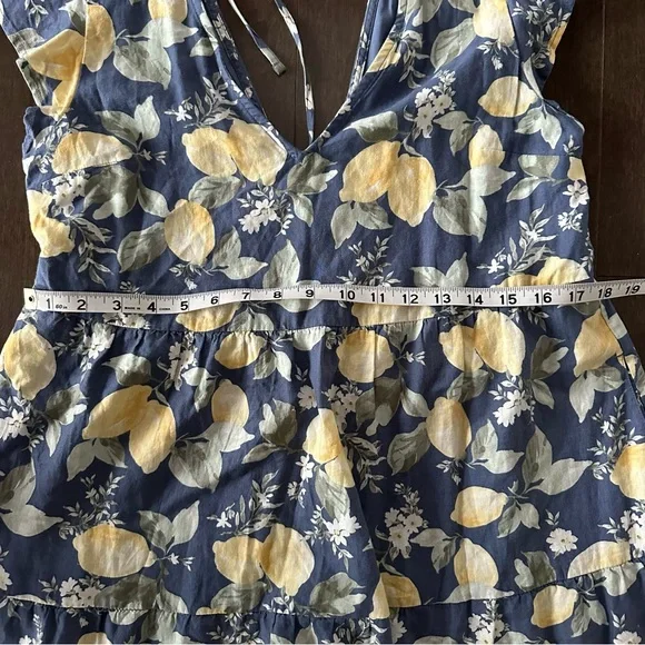 NWT Abercrombie & Fitch Dress Babydoll Linen Mini Dress Lemons Summer Size S - Picture 5 of 10